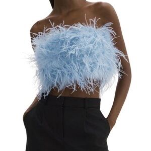 Lamarque Sky Blue Feathered Top Strapless